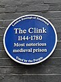 Blue plaque on the former prison site