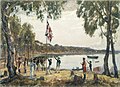 Image 32Governor Arthur Phillip hoists the British flag over the new colony at Sydney Cove in 1788. (from Culture of Australia)