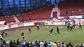 Image 7Lehigh Valley Steelhawks (gold jerseys with black accents) vs. Triangle Torch (black jerseys with red and yellow accents) play an Indoor Football League at Dorton Arena in Raleigh, North Carolina, March 25, 2016 (from Arena football)
