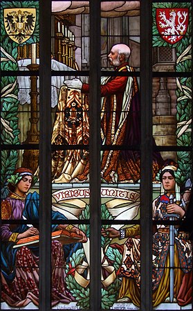 Stained glass depicting emperor Franz Joseph I