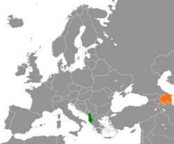 Map indicating locations of Albania and Azerbaijan