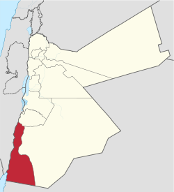Location of Aqaba Governorate in Jordan