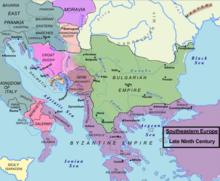 A map of the Bulgarian Empire and the Balkans in the ninth century
