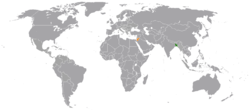 Map indicating locations of Bangladesh and Jordan