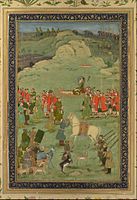 The Mughal Emperor Aurangzeb leads his final expedition (1705), (sepoy column visible in the lower right).