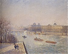 Camille Pissarro, Morning, Winter Sunshine, Frost, the Pont-Neuf, the Seine, the Louvre, Soleil D'hiver Gella Blanc, c. 1901