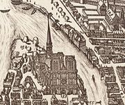 The cathedral on Claes Jansz Visscher's map of Paris in 1618