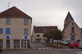 The church and shops in Plaisir