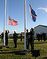 Image 22The flag of Iceland being raised and the flag of the United States being lowered as the U.S. hands over the Keflavík Air Base to the Government of Iceland. (from History of Iceland)