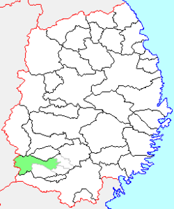 Location of Isawa in Iwate Prefecture