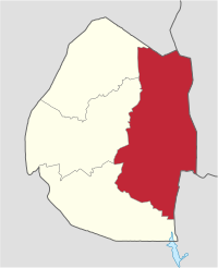 Map of Eswatini showing Lubombo district
