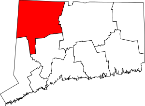 Map of Connecticut highlighting Northwest Hills Planning Region