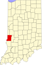 Vigo County's location in Indiana