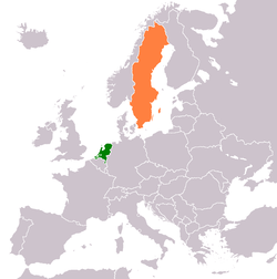 Map indicating locations of Netherlands and Sweden