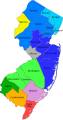 Image 32Metropolitan statistical areas and divisions of New Jersey; those shaded in blue are part of the New York City Metropolitan Area, including Mercer and Warren counties. Counties shaded in green, including Atlantic, Cape May, and Cumberland counties, belong to the Philadelphia Metropolitan Area. (from New Jersey)