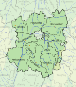 Map of Panevėžys district municipality