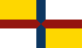 Proposed flag of Emilia. Combines the red on white cross (used by Bologna and Reggio Emilia) together with the blue on gold cross (used by Parma and Modena)