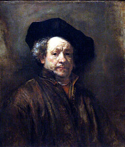 Self Portrait by Rembrandt (1660). His use of impasto was surely inspired by Titian, and the addition of impasto showed a new method of illusion in the artist's work.[4]