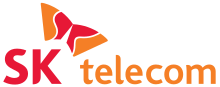 The words 'SK telecom' written in orange, with a simple image of a butterfly above it.