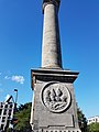 The South face of the column with a brief description of Nelson's final naval battle and death in 1805.