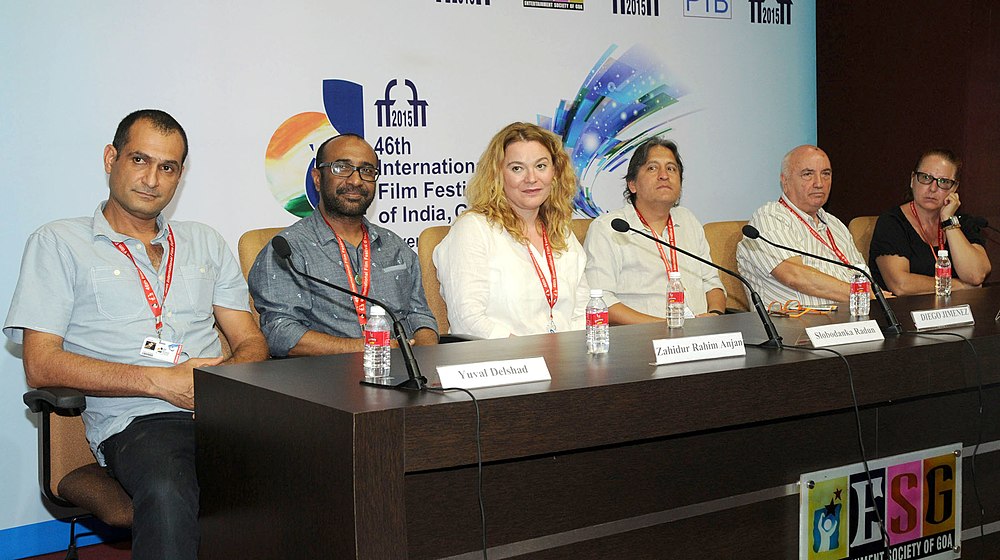The Directors, Yuval Delshad (Baba Joon), Zahidur Rahim Anjan, Slobodanka Radun and Diego Jimenez at 'Meet the Director' Press Conference, at the 46th International Film Festival of India (IFFI-2015), in Panaji, Goa.jpg