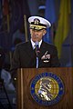 Vice Admiral Joe Maguire, Deputy Director for Strategic Operational Planning, National Counterterrorism Center, in Navy service blues