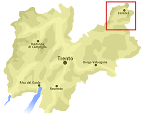 Karte von Fassatal – Val di Fassa – Val de Fascia