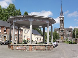 The music kiosk in front of the church