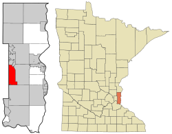 Location of the city of Oakdale within Washington County, Minnesota