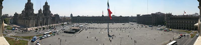 Panoramic view of the Zócalo (Plaza de la Constitución), Mexico City.