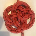 Chinese button knot Doubled ABOK #601 flat, with one end from outside all the way, ends passing each other before reversing