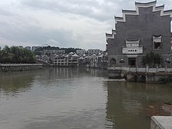 Chen River and the residential on the river bank in Chenzhou City