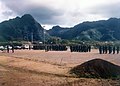 Soldiers from the 100th Infantry Battalion gather in formation during an exercise in American Samoa in 1987.