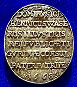 Johann Heinrich Waser 1668 Medaille Vorder- und Rückseite von Conrad Meyer