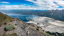 Climate change: Kluane Lake's main tributary (the A'ay Chu, or Slims River) has mostly dried since the retreating Kaskawulsh Glacier's meltwater suddenly diverted in May 2016. Yukon, Canada. 2019 photo by Tom Dempsey / PhotoSeek.com