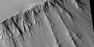 Close view of layers south of Ius Chasma, as seen by HiRISE under HiWish program. Note: this is an enlargement of a previous wide view.