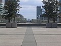 The Arc de Triomphe from La Défense 5 km (3 mi) away, showing how precisely the axis is aligned.
