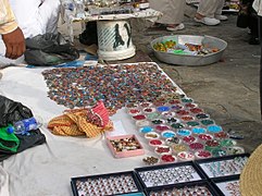 Akik stones and rings in many colours, sold at the summit of Mount Arafat in Mecca