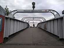 The footbridge over Bowes Park Station doubles as its entrance