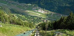Piotta and Ambrì Airport seen from the Ritom funicular