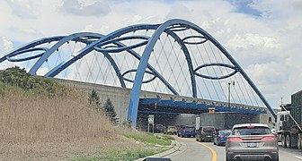 Gateway Bridge in Taylor, Michigan, designed for the preparation for Super Bowl XL, hosted in nearby city of Detroit, built in 2005
