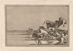 Goya - Desgracias acaecidas en el tendido de la plaza de Madrid, y muerte del alcalde de Torrejón