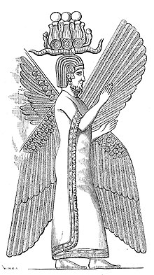 A line-drawing of Cyrus with ornate headgear