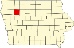Map of Iowa highlighting Buena Vista County