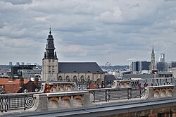 View of Brussels' Marolles/Marollen with the Chapel Church from the Palace of Justice