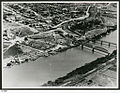 Image 25An aerial view of Murray Bridge in 1953 showing rail and road bridges, and also paddle steamers. (from Transport in South Australia)