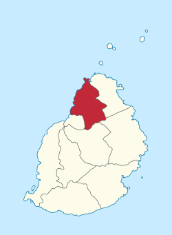 Map of Mauritius island with Pamplemousses District highlighted