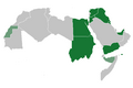 Flaggen mit den panarabischen Farben in der arabischen Welt