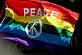 Die bunten Spektralfarben der Regenbogenfahne symbolisieren Frieden, Offenheit, Toleranz und Vielfalt.