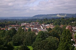 View over Reigate towards the North Downs